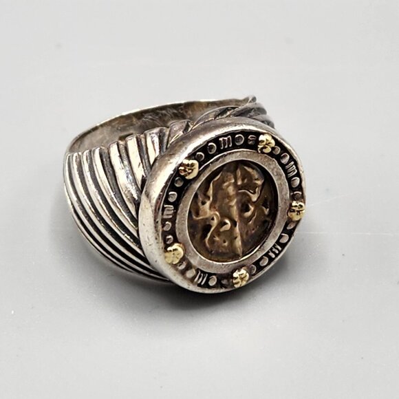 Tagliamonte Roman Intaglio Seal Gold Sterling Silver 925 14K Italy Size 9 - Picture 1 of 10